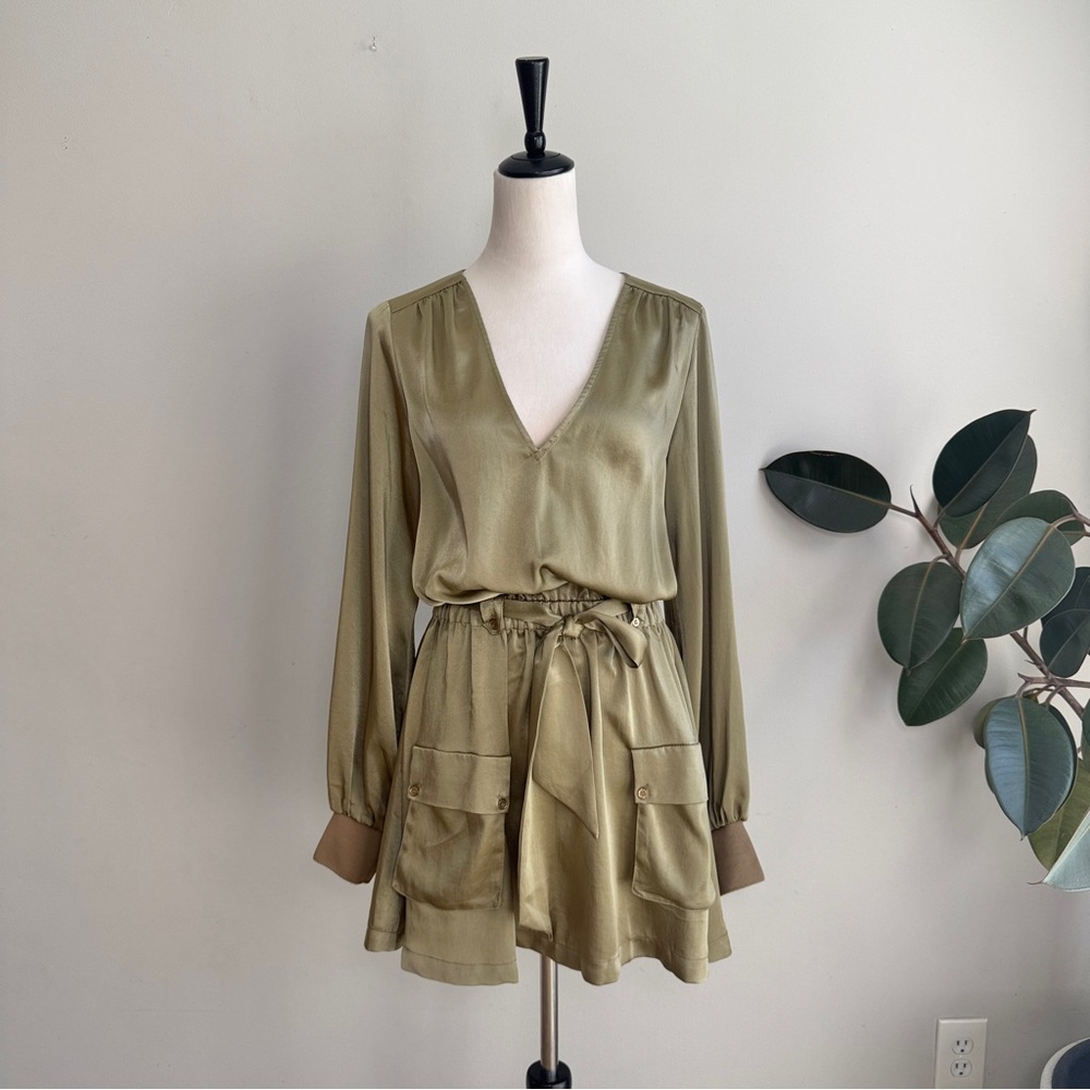 RAMY BROOK - Kristi Satin Belted Mini Dress M - Picture 6 of 14